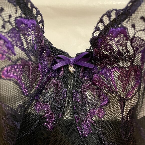 AUBADE À Fleur de Toi Half Cup Bra in Dark Orchid Purple Size 32DD Brand New NWT - Picture 4 of 12